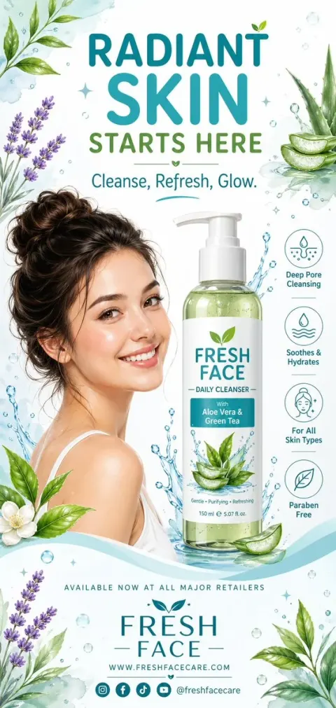 Fresh Face Wash Ad Poster Design