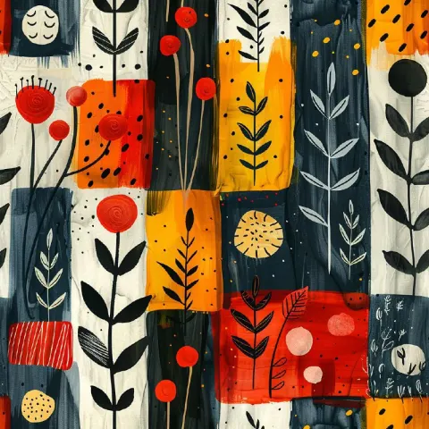Hand-Drawn Patterns in Orange Red and Black Tones