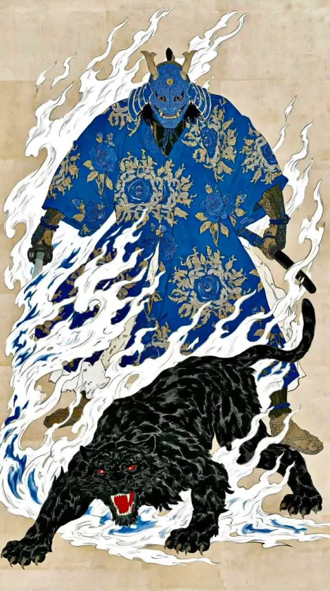 Fearsome Oni Samurai Ukiyo-e Art