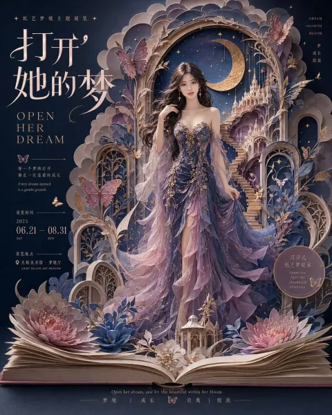 Open Her Dream Paper Art Poster