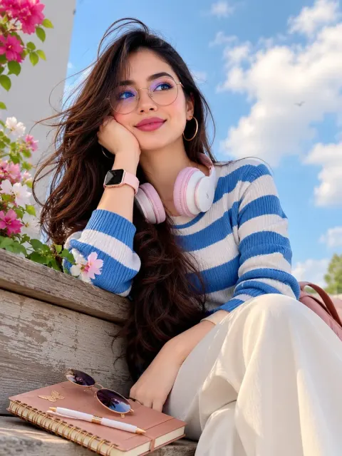 Cinematic Sky Portrait of Young Woman
