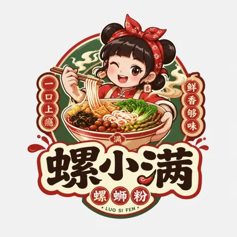 Chinese Food Mascot Badge Logo