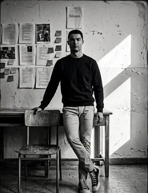 Cinematic B&W Classroom Portrait
