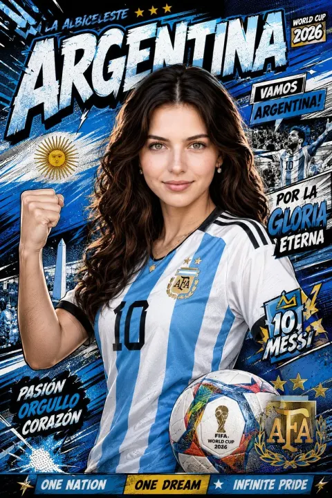 World Cup Comic Portrait Poster
