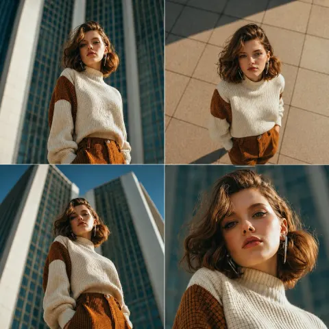 Stylish Woman Dramatic Low Angle Portrait