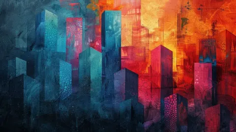 Italy Building Landscape in Colorful Dot Geometric Art