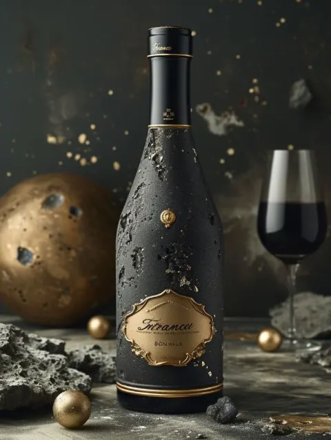 Luxury Concrete White Wine Bottle With Gold Highlights