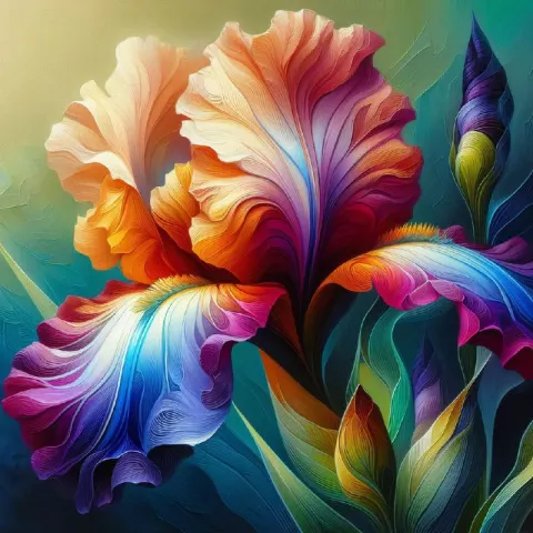 Vivid Iris Painting in Modern Figurative Realism