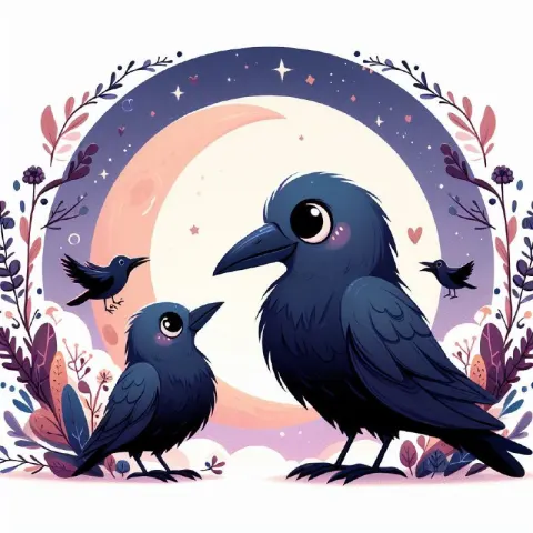 Raven Mother and Child Cute Mothers Day Card Art