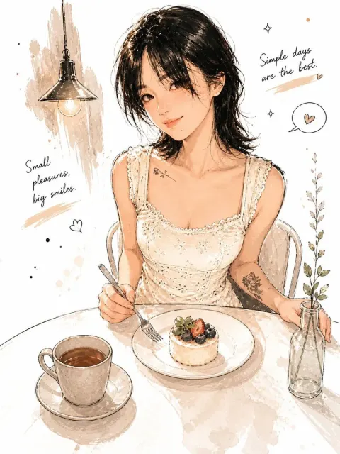 Cozy Café Girl Moment