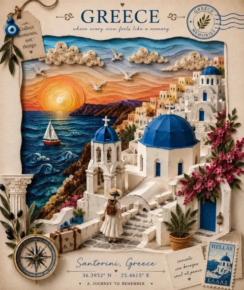 Elegant 3D Paper Quilling Travel Poster
