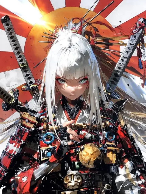 Futuristic Samurai Girl Warrior Art