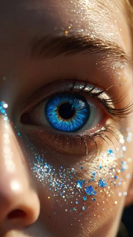 Blue Eyes With Bright Makeup Hyperreal Digital Art