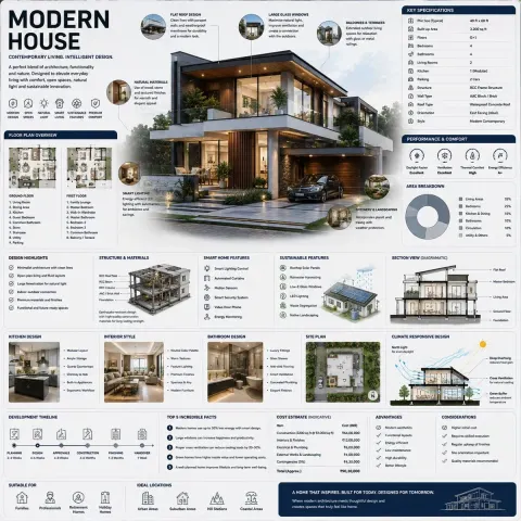 Luxury Modern House Architecture Infographic