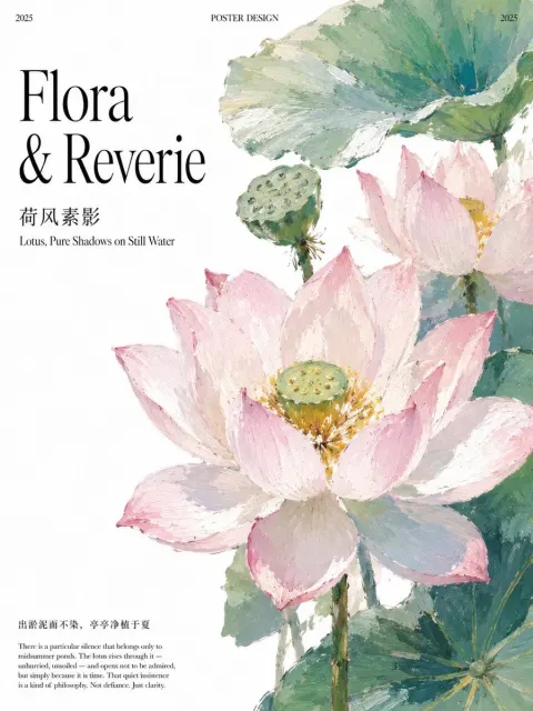 Post-Impressionist Lotus Poster Design