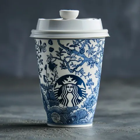 Starbucks Cup in Chinese Blue and White Porcelain