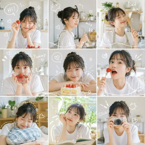 Vivid Nine-Grid Photo Diary Collage