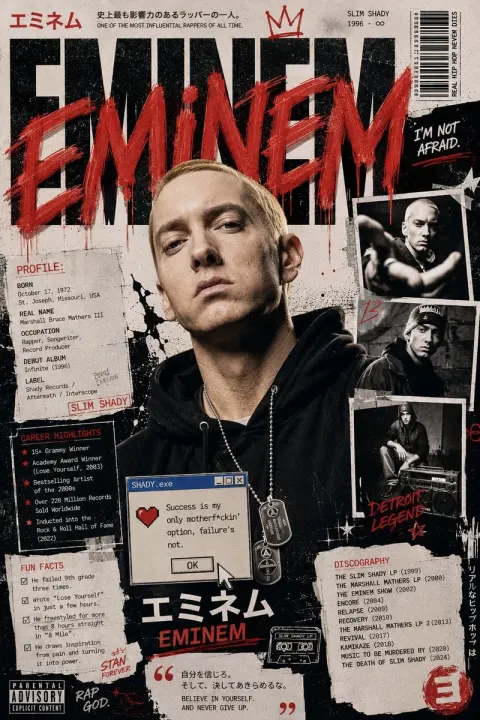 Eminem Japanese Street Art Poster