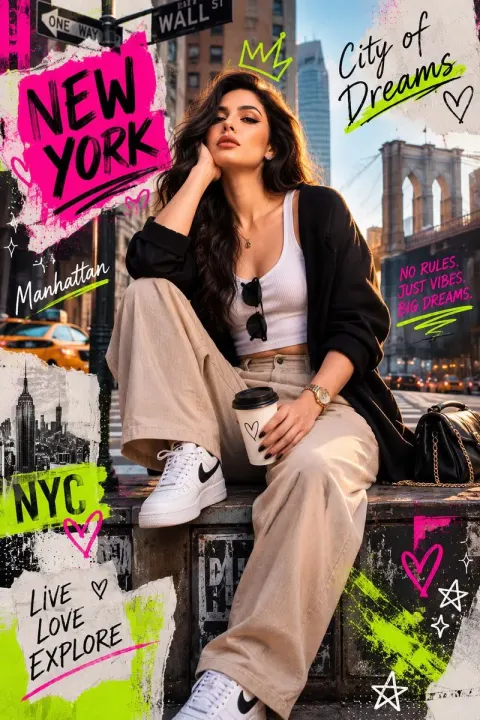 Neon Cool Girl Fashion Collage