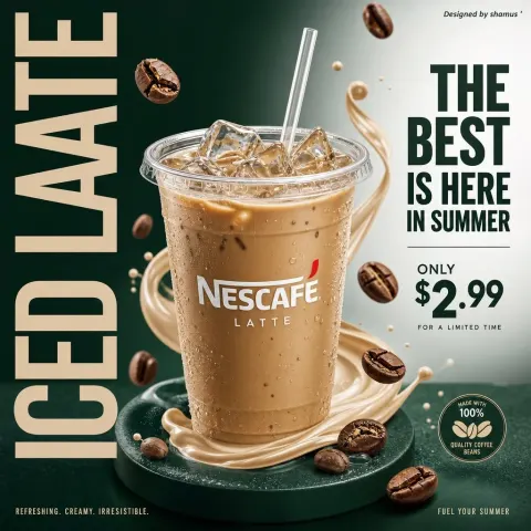 Iced Latte Summer Poster