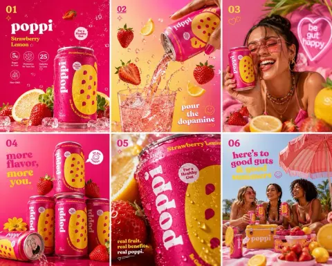 Vibrant Strawberry Lemon Soda Ad
