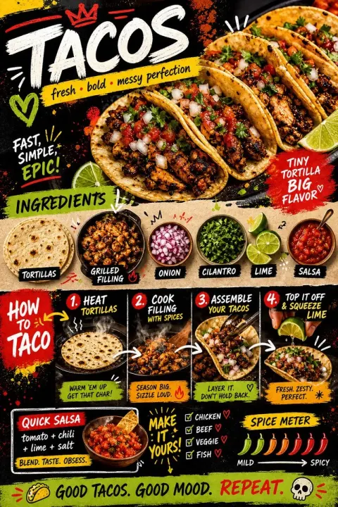 Street-Style Tacos Recipe Card