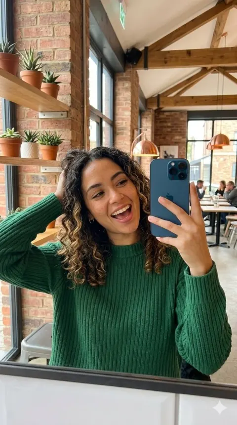 Cafe Mirror Selfie Smile