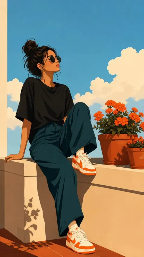 Chill Woman Balcony Sky