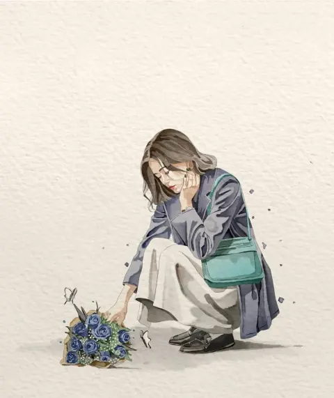 Minimalist Watercolor Girl Illustration