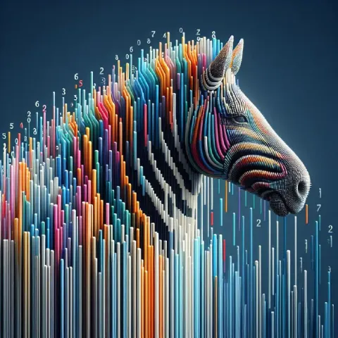Colored Barcode Lines Forming Trickling Zebra Shape