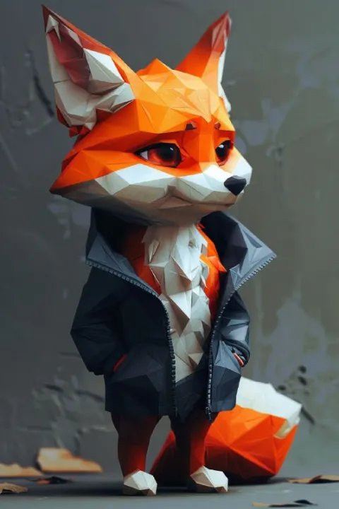 Cute Lowpoly Isometric Character With Fox Ears