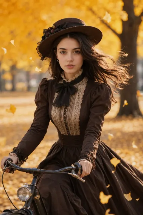 Victorian Autumn Bicycle Portrait