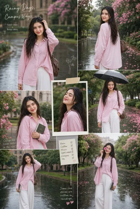 Aesthetic Rainy Campus Portrait Collage