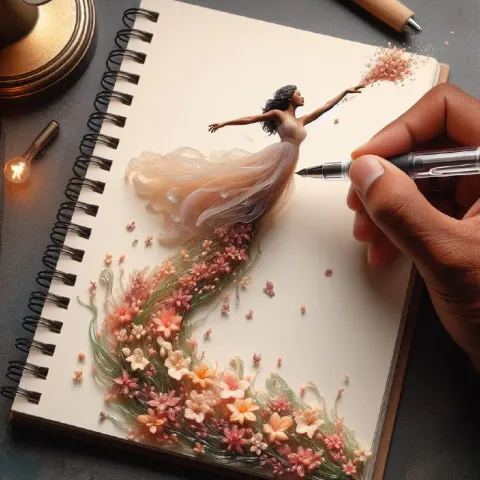 Resin Pen Spilling Stream of Tiny Soft Flowers