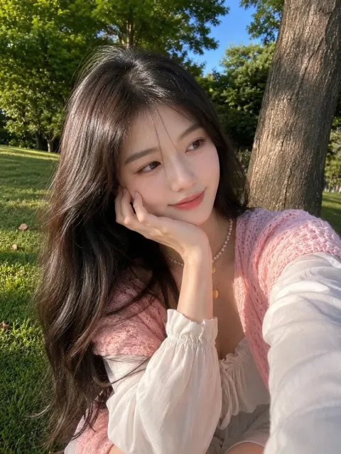 Realistic Park Selfie Portrait