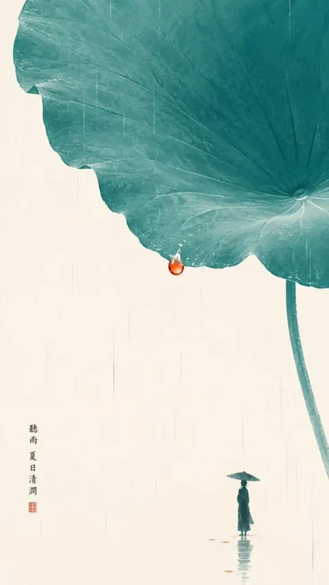 Zen Rain Under Lotus Leaf