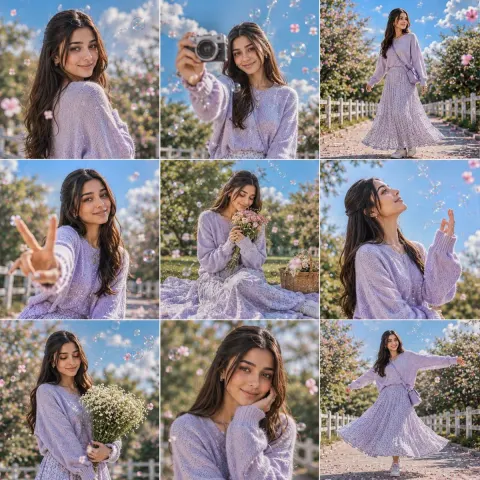 Summer Girl Photo Grid Collage