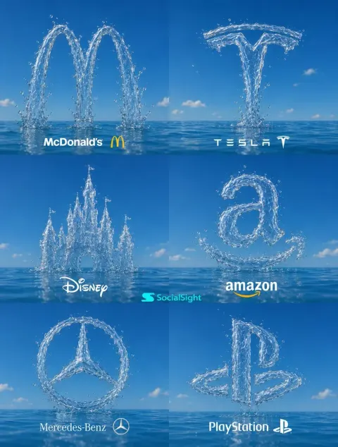 Water Sculpted Brand Logos Art
