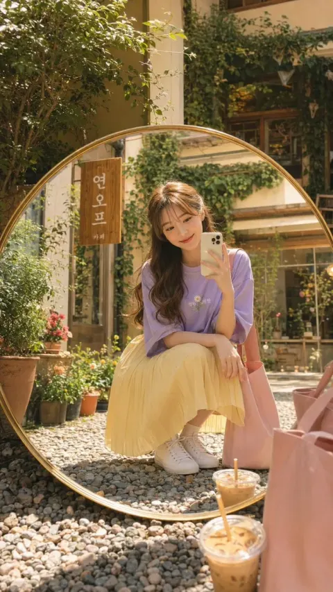 Dreamy Korean Cafe Film Selfie