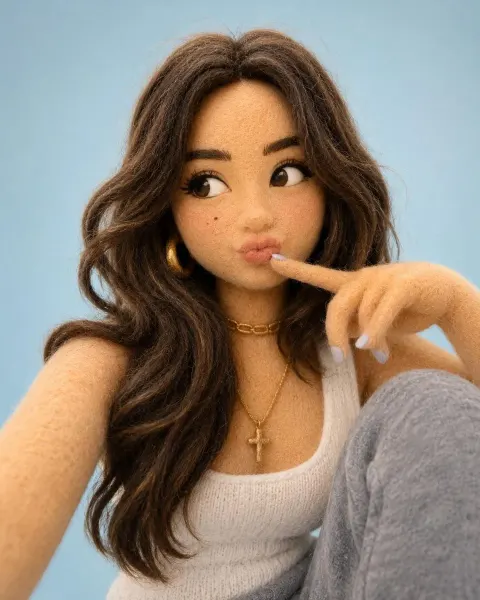 Cute Felt 3D Character Render