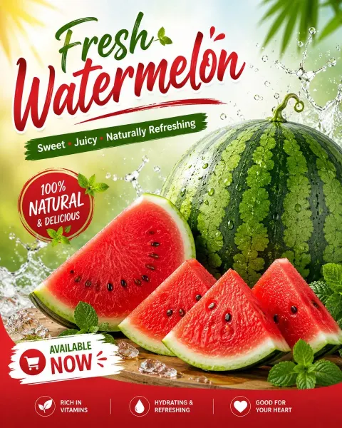 Fresh Watermelon Ad Poster