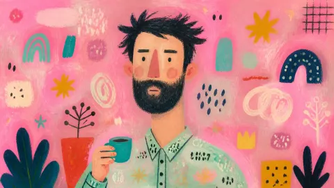 Whimsical Pink-Nose Bearded Portrait