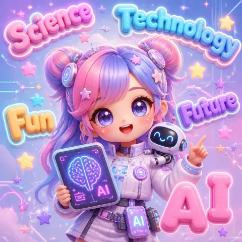 Cute 3D Kawaii Tech Girl Mascot