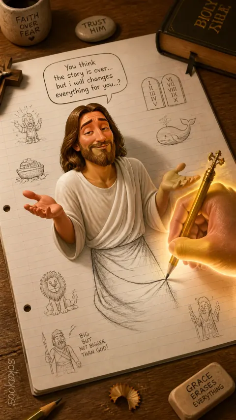 Jesus Popping Out Sketch Art