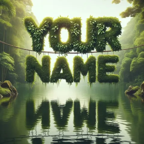 Leafy Letters Name Sign Hanging Over Tranquil Lake
