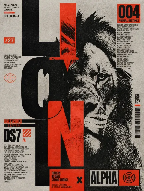 Brutalist Lion Screen-Print Poster