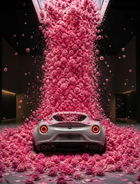 Luxury Car Floral Waterfall