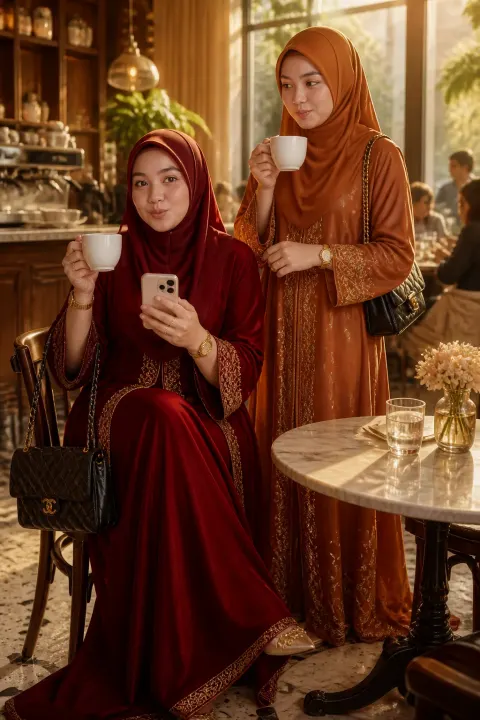 Cinematic Luxury Muslim Café Portrait