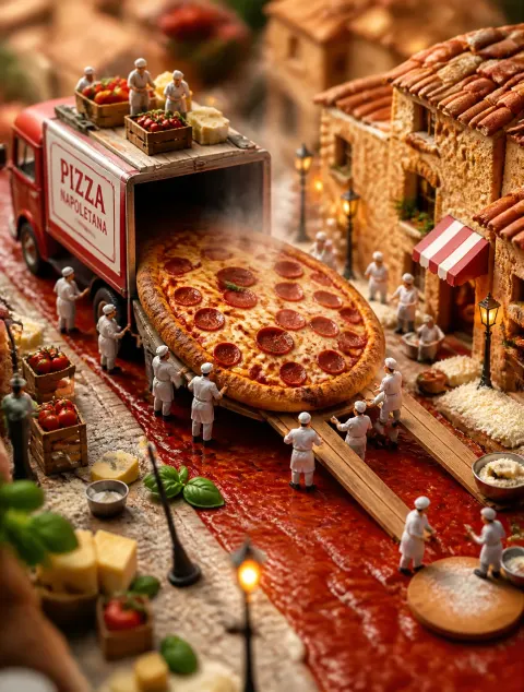 Tiny Pizza Village Diorama