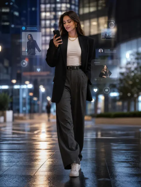 Futuristic City Fashion Night Portrait